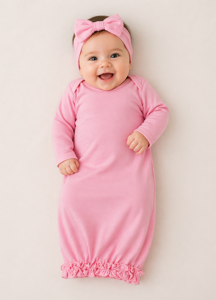 Ruffle Baby Gown with Hidden Zipper