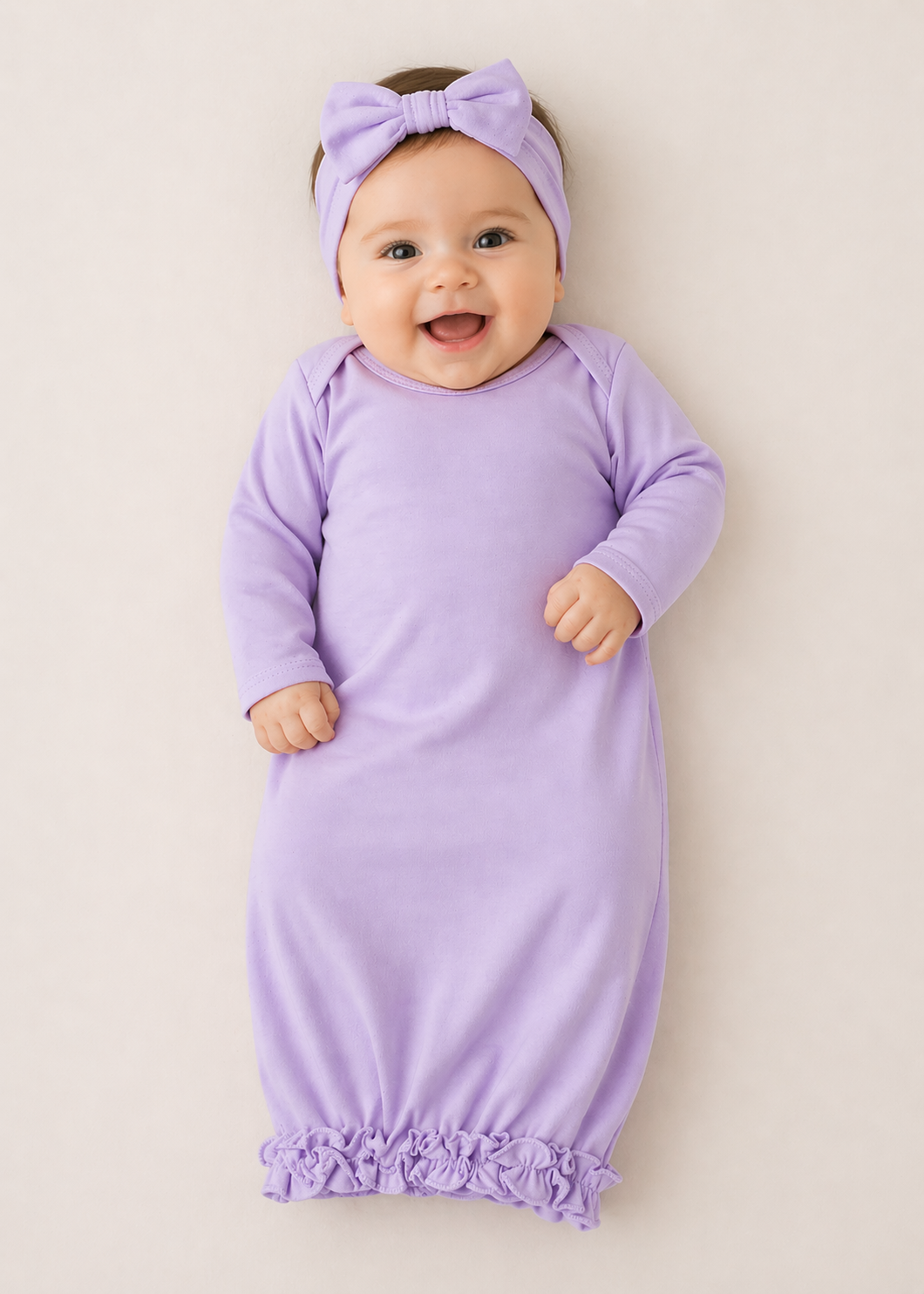 Ruffle Baby Gown with Hidden Zipper