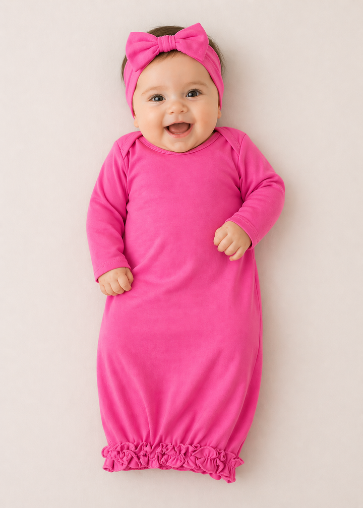 Ruffle Baby Gown with Hidden Zipper