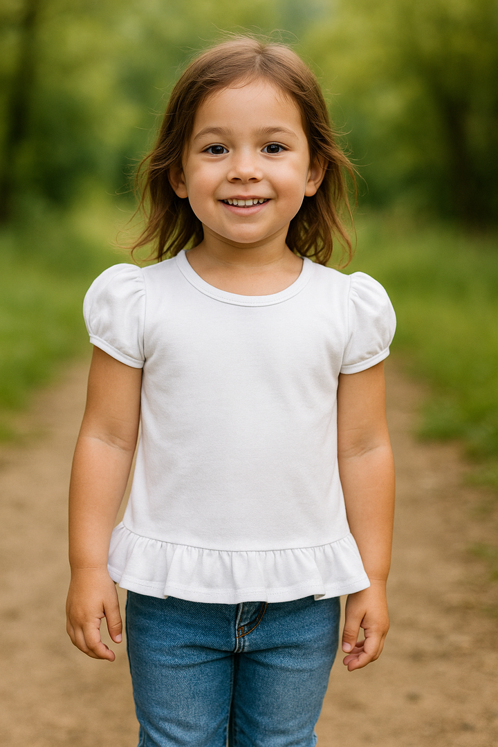 Girl's Short Sleeve RUFFLE BOTTOM Shirts