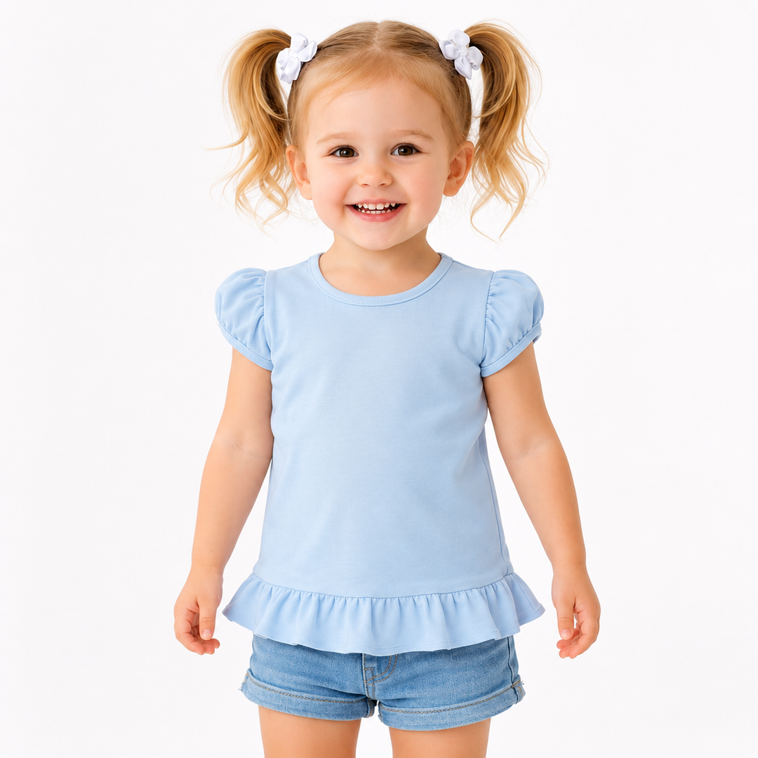 Girl's Short Sleeve RUFFLE BOTTOM Shirts