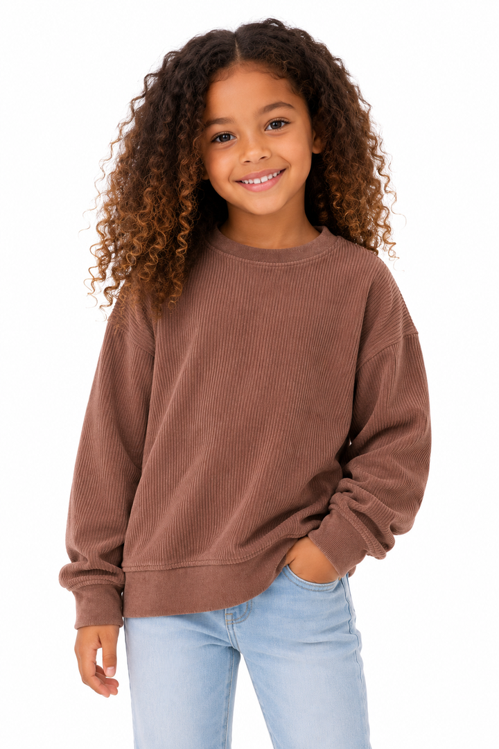 KIDS YOUTH Oversized Corded Crew Sweatshirt