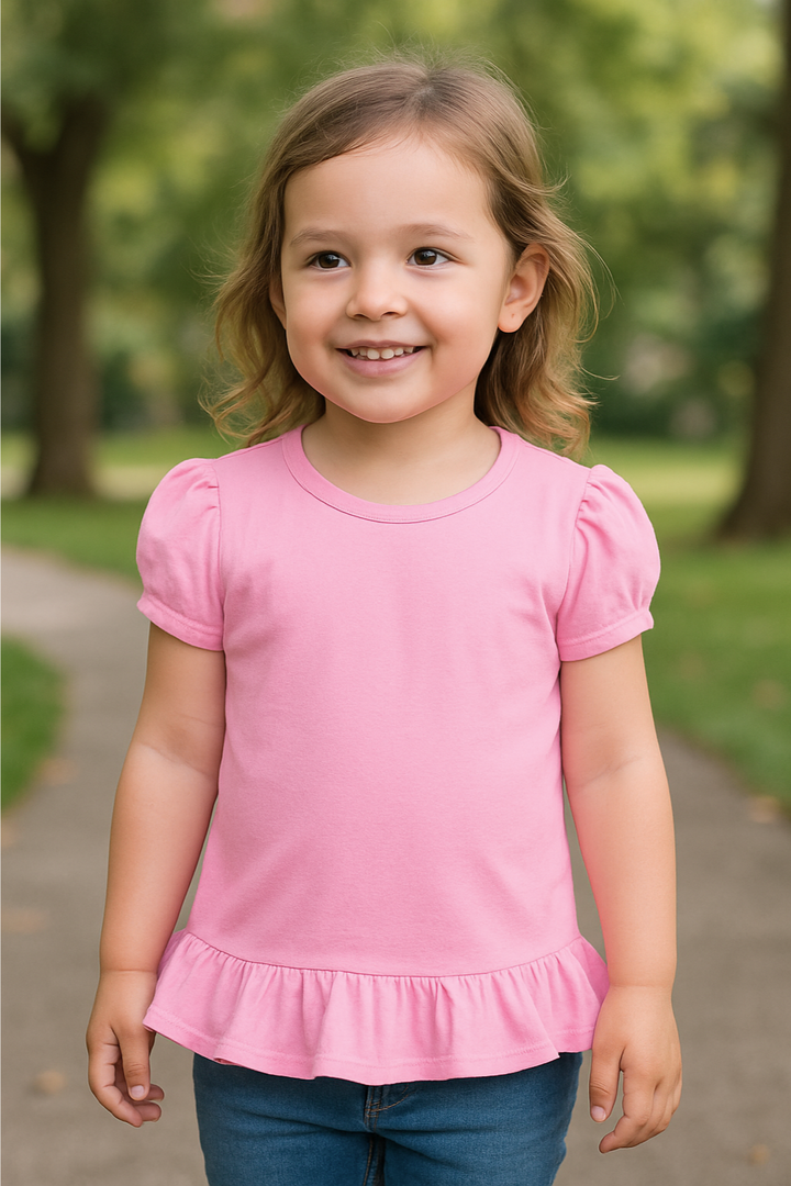 Girl's Short Sleeve RUFFLE BOTTOM Shirts