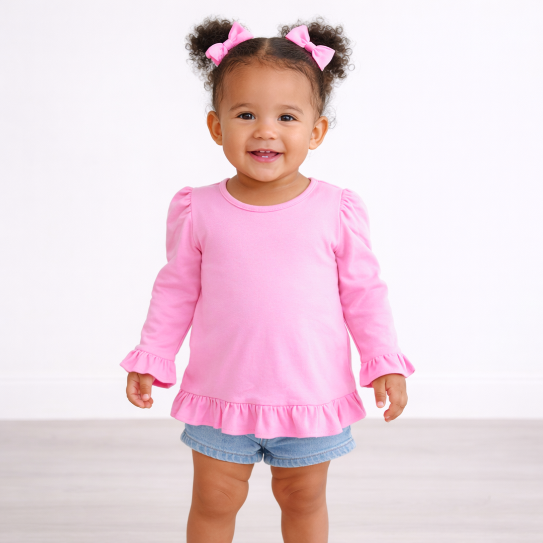 Girl's Long Sleeve RUFFLE Shirts – AJBLANKS