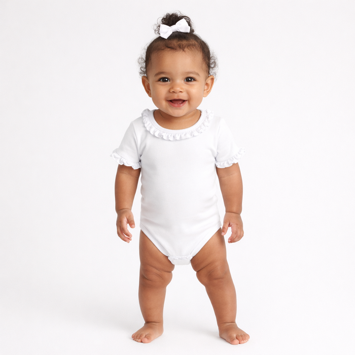 White Girls Princess Trim Bodysuit
