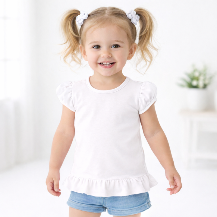 Girl's Short Sleeve RUFFLE BOTTOM Shirts