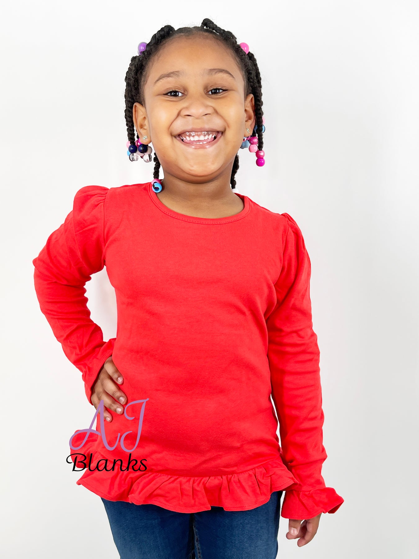 Girl's Long Sleeve RUFFLE Shirts – AJBLANKS