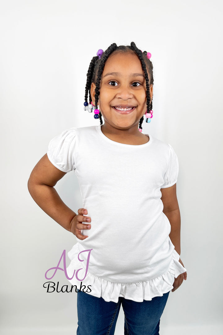 Girl's Short Sleeve RUFFLE BOTTOM Shirts – AJBLANKS