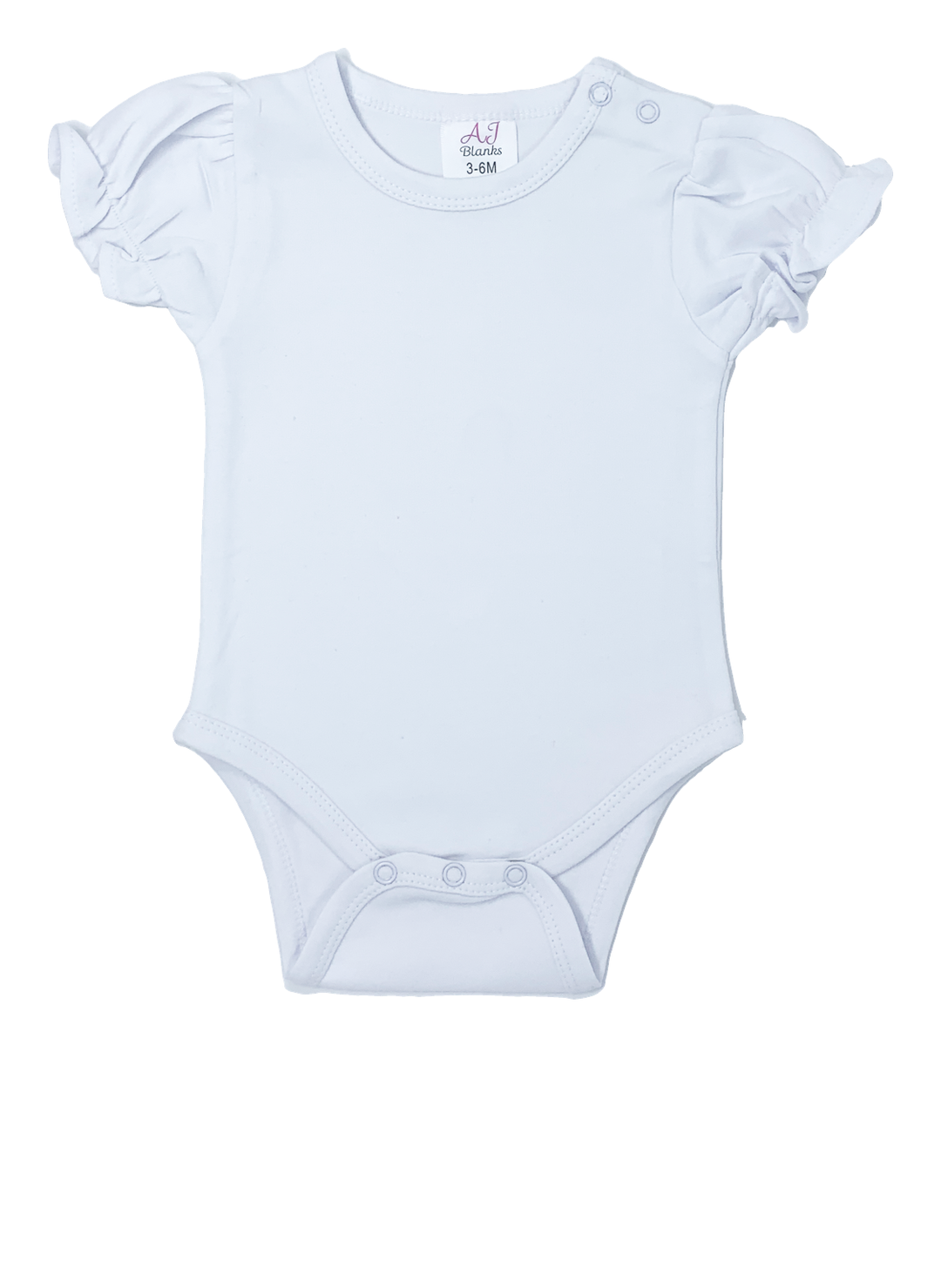 Baby Girl Flutter Sleeve Short Sleeve Onesie Bodysuit - Soft Cotton Poly Blend In White